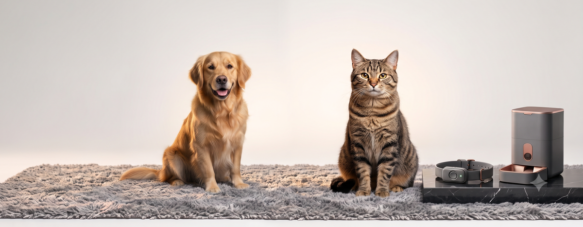 Golden Retriever und Katze mit hochwertigem Hunde- und Katzenzubehör von Petzone24